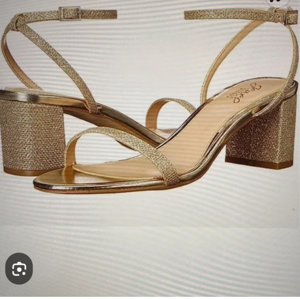 Jewel Badgley Mischka Gold Strappy Heels